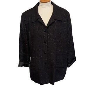 Sag Harbor Black Sparkly Holiday Jacket/Blazer Size 24W